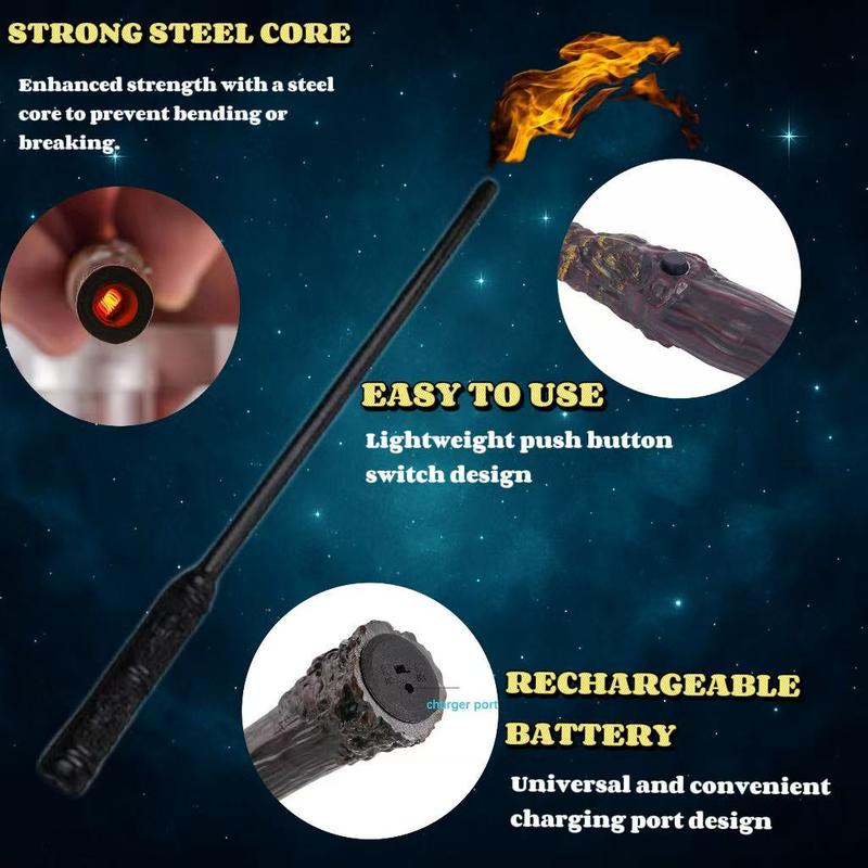 Magic Flame Wand – Real Fire Shooting Wizard Stick for Halloween, Christmas &amp; Party Tricks | Perfect Gift for Magicians, Cosplay &amp; TikTok Viral Videos