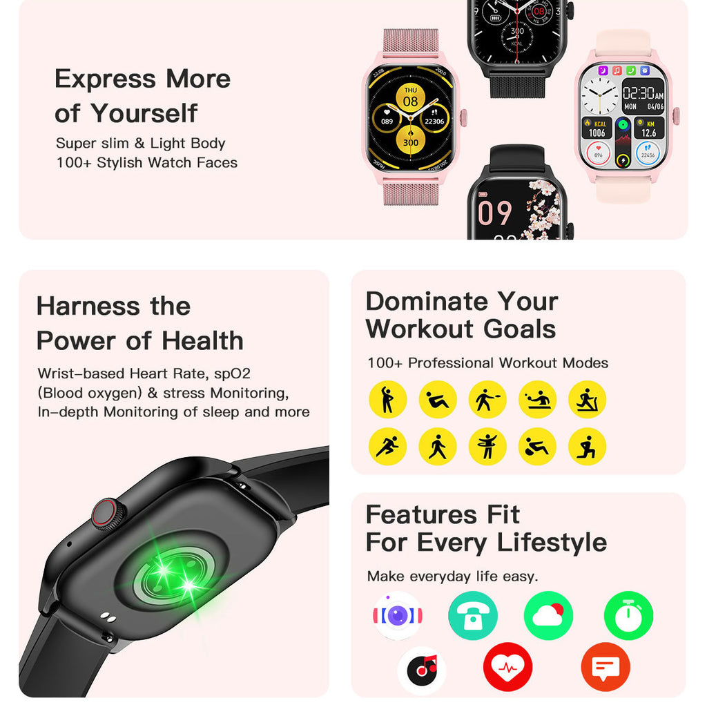 LEMFO LT10 Multi-function Bluetooth Call Heart Rate Blood Pressure Sleep Monitor Sports Health Smart Watch